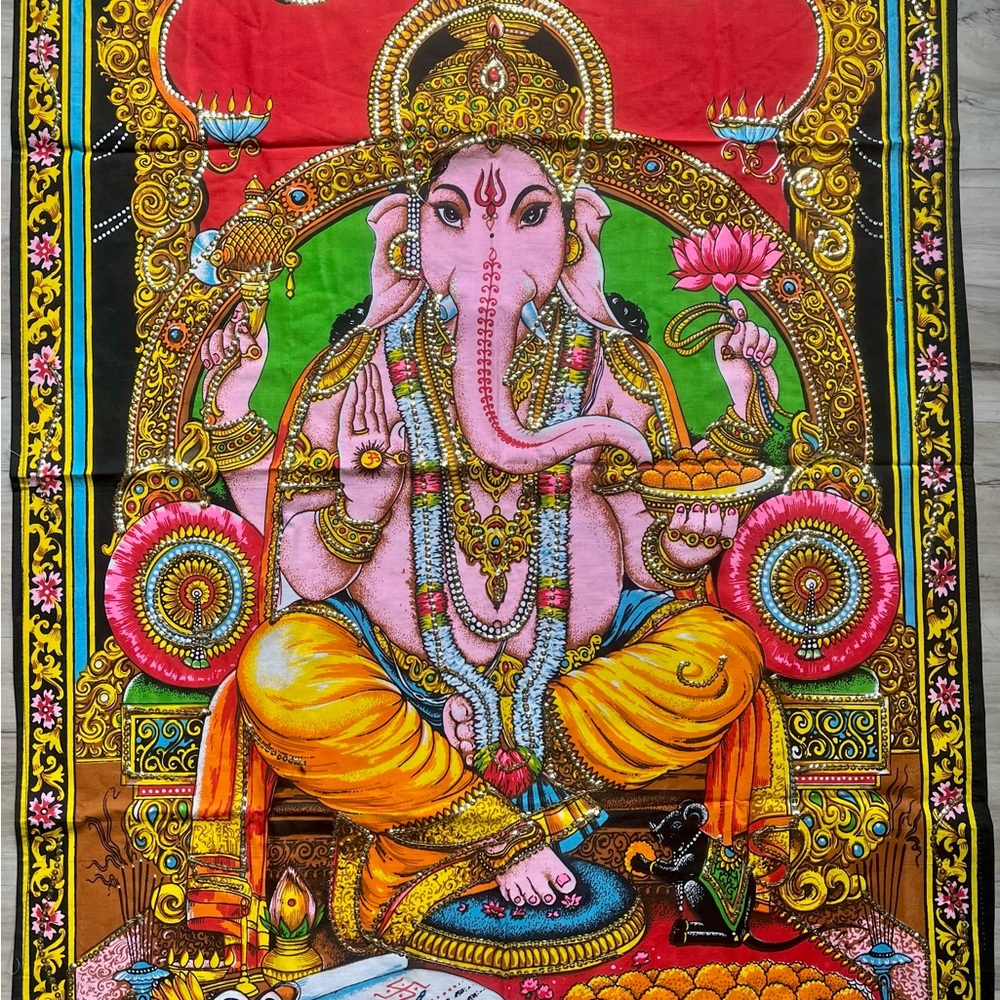 Vibrant Multicolor Ganesha Wall Tapestry